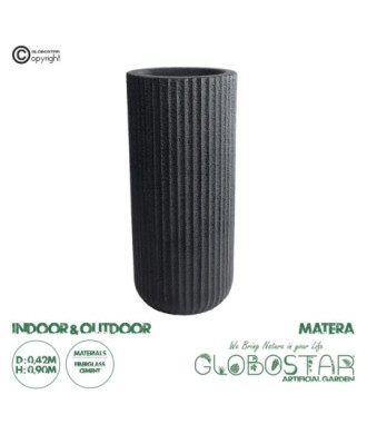 GloboStar® Artificial Garden MATERA 20734 Επιδαπέδιο Πολυεστερικό Τσιμεντένιο Κασπώ Γλάστρα - Flower Pot Μαύρο Φ42 x Υ90cm